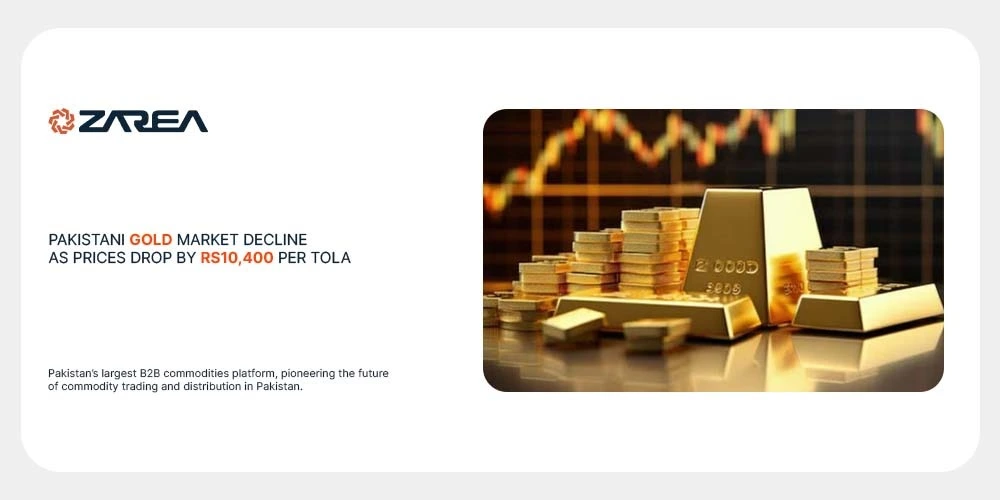 Pakistani gold market decline a notable slump, as prices sharply dropped by Rs10,400 per tola. What caused this abrupt change?